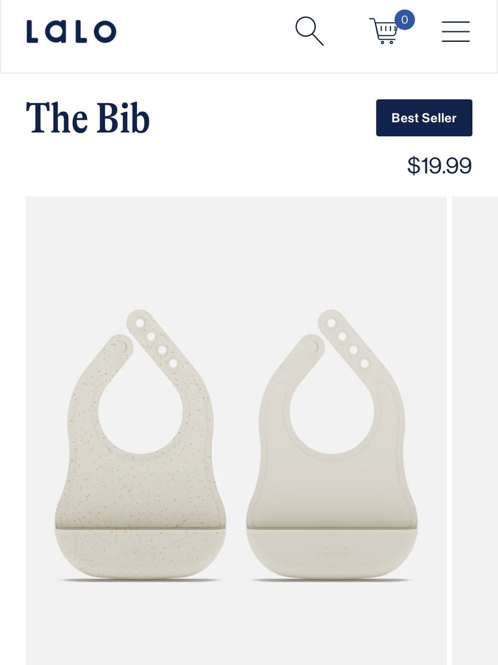 LALO The Bib Silicone Baby Bibs in Oatmeal (Set of 2)